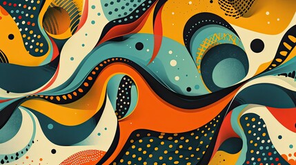 Retro 70s wallpaper with vibrant colors and flowing comic-style contours