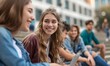 © Imagentive - Happy College Students Smiling and Relaxing Together on Campus