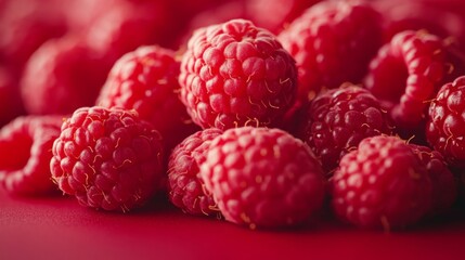 Poster - Fresh Ripe Raspberries Close-Up