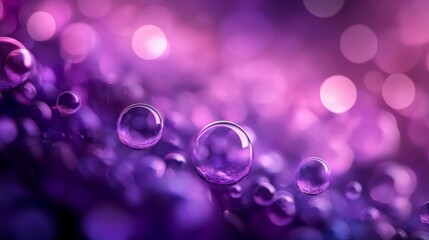 Poster - Vibrant Purple Bokeh Background with Water Droplets