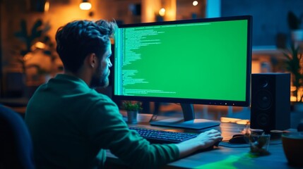 Programmer working late at computer