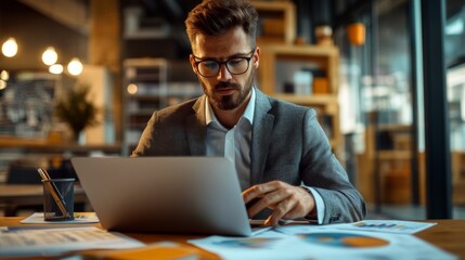 Canvas Print - Businessman Working in Modern Office