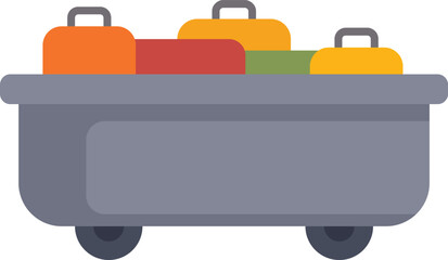 Poster - Luggage cart carrying suitcases at the airport, symbolizing travel and tourism