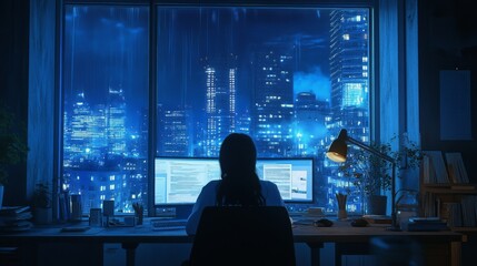 Poster - Nighttime Urban Office