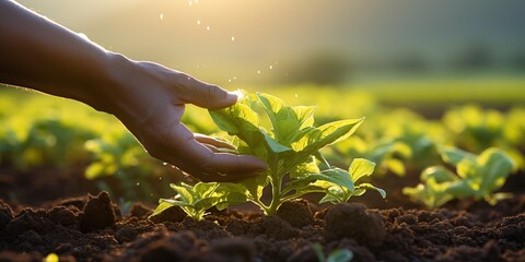 Canvas Print - hand holding a plant