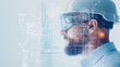 © Kingdola - A building engineer wearing smart glasses, managing digital architectural designs