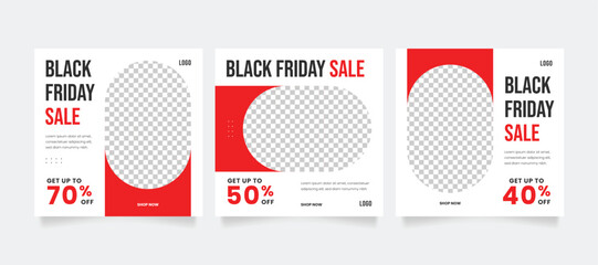 Wall Mural - black friday sale instagram social media post template. promotional web banner for mega sale offer