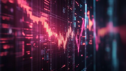 Leinwandbilder - A futuristic digital stock market graph floating in the air, with glowing lines and data points, symbolizing cutting-edge financial technology and trading.