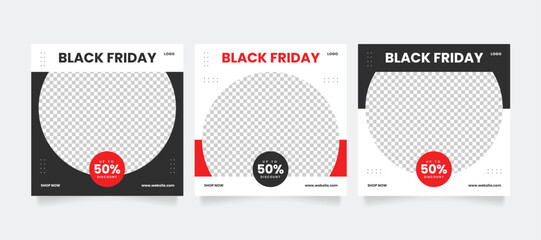 Wall Mural - black friday sale instagram social media post template. promotional web banner for mega sale offer