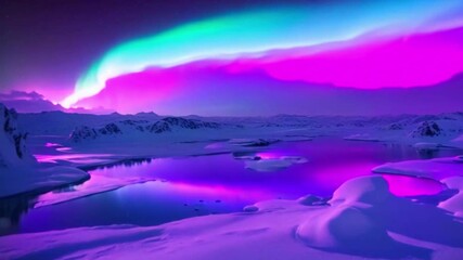 Aurora Lights Glowing in the night sky of northern pole 4K Anime Style
