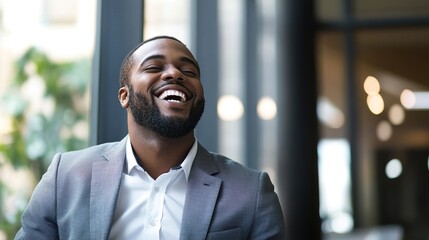 Poster - Joyful African American Businessman in Modern Office