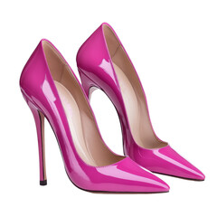 two pink high heels with a pointed toe. on transparent background png