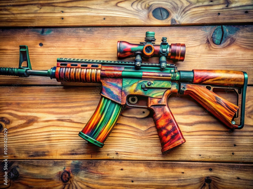 Classic Rifle Design Featuring AR-15 Style Firearm with Beautifully ...