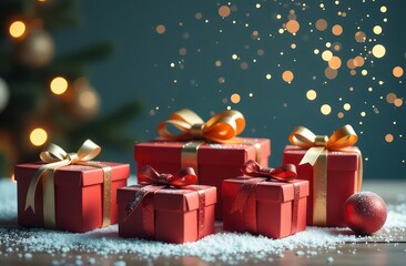 Christmas gift boxes with copyspace