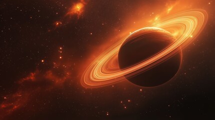 Wall Mural - A stunning view of Saturn surrounded by its iconic rings against a cosmic background.