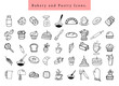 © Ade - hand drawn bakery pastry element and icons line art cooking cakes bread