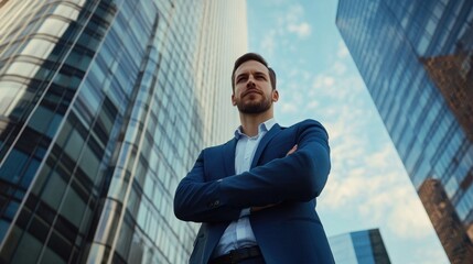 Confident Businessman Posing in Urban Setting