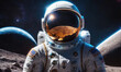 © Miklos - An astronaut stands on the surface of the moon, gazing out at the vast expanse of space