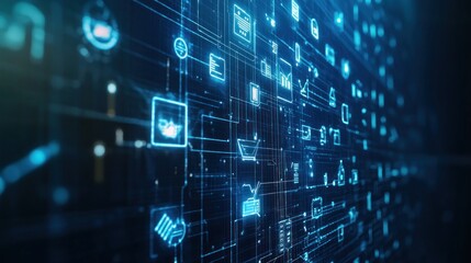 Digital Interface with  Icons and Lines