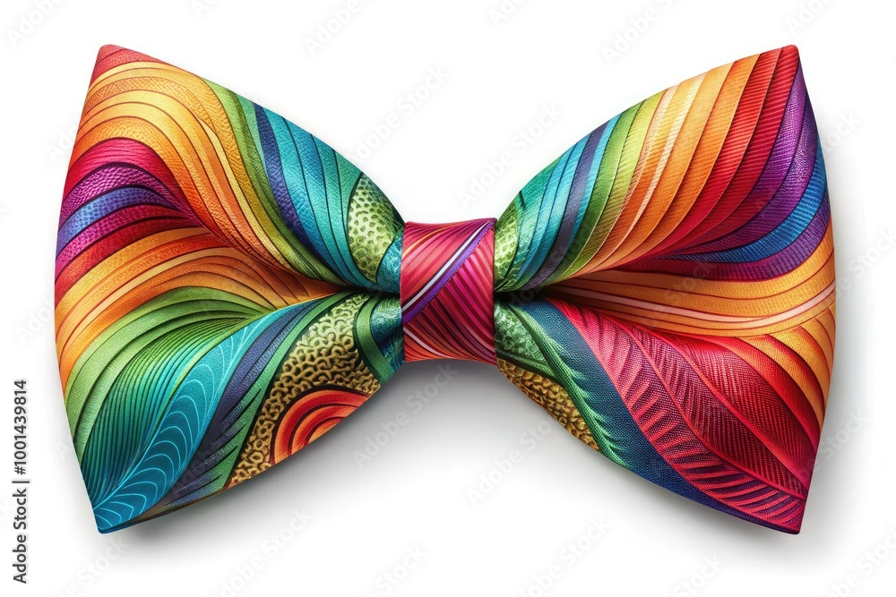 Bow Color Texture Illustrated, intricately designed bow tie in vibrant colors, with ...
