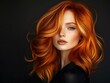 © Pattanan - A model with fiery coppercolored hair, exuding confidence in a professional hair salon environment