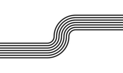 curved parallel lines, meditation zen garden top view or life balance vector illustration, river str