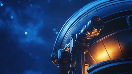 Wall Mural - A close-up view of an observatory dome opening to reveal a telescope, ready for a night of stargazing and exploration