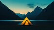 © Creator88 - Mountain top campsite, calm lake reflecting stars, peaceful and adventurous
