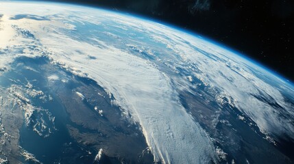 Wall Mural - a close-up view of earth surface from orbit, showcasing its continents, oceans, and cloud formations