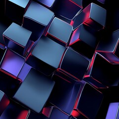  Dark background design, abstract geometric blocks, 3d render, generative ai