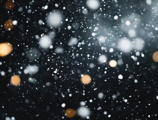 Wall Mural - white particles flying in the air, snowflakes falling from above
