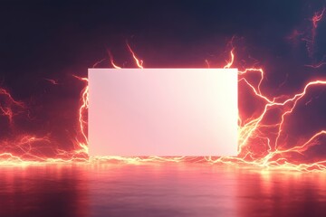 Wall Mural - A white box with red lightning bolts surrounding it