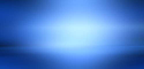 Wall Mural - Blue room studio with spotlight gradient backdrop used for background and display your product.