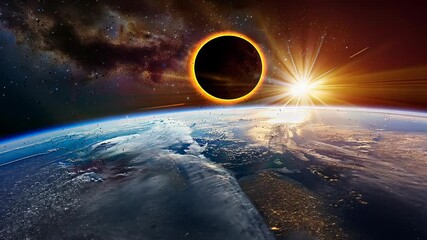 Wall Mural - majestic solar eclipse the earth seen space