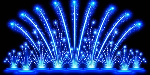 Poster - Blue fireworks light up the night sky.