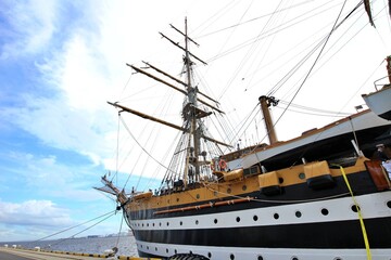 A sailing ship anchored in Tokyo Bay