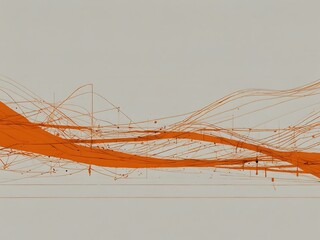 Abstract orange line art in minimalist style