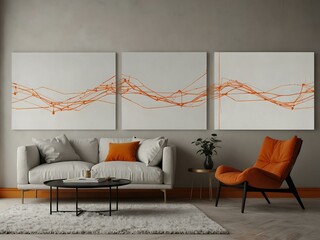 Abstract orange line art in minimalist style