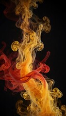 Abstract red and yellow smoke design.