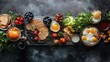 © 69 Timeless  Studio  - A variety of traditional breakfast foods arranged on a stone surface, creating a rustic and charming morning scene.