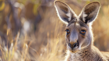 Kangaroo resting in the warm sunlight of the outback