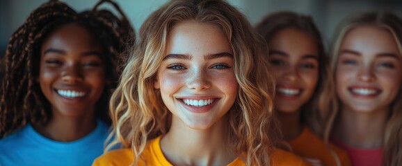 Diverse Group of Smiling Young Women Friends