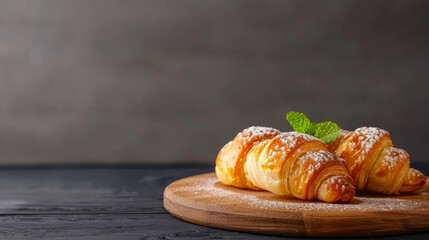 Apricot danish pastries, golden and flaky, cozy atmosphere, copy space