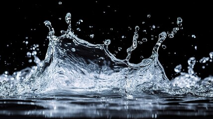 Wall Mural - Water Splash Against Black Background