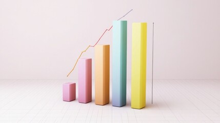 Poster - A minimalist financial bar graph with pastel-colored bars, showing quarterly revenue, displayed on a clean white background with simple grid lines and clear labels.