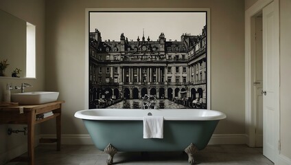 Bath depicted in a simple hand-drawn effect for modern posters.