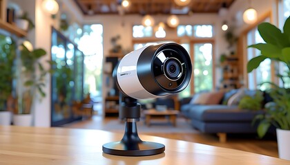 Contemporary Security Camera Enhancing a Luminous Living Space