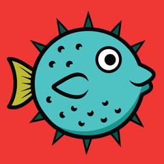 Solid color Pea Puffer animal vector design