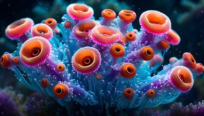 Surreal Underwater World of Alien Sea Anemones in Digital Fantasy