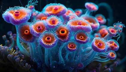 Surreal Underwater World of Alien Sea Anemones in Digital Fantasy